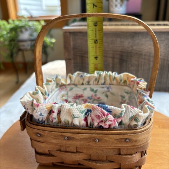 Vintage Longaberger Spring Floral Tarragon Basket Set With Protector Liners - Picture 14 of 16
